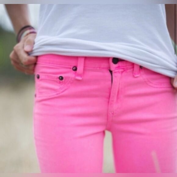Rag & Bone neon pink jean legging size 25 - Picture 2 of 12